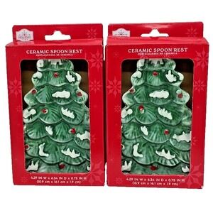Holiday Time Christmas Tree Winter Ceramic Bundle‎ Spoon Rest